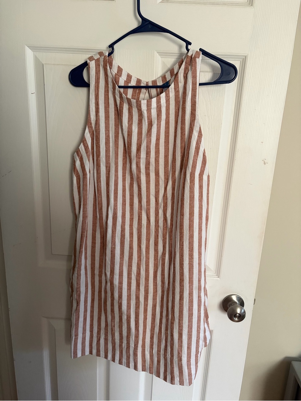 Old Navy White and Rust Striped Sleeveless Dress
